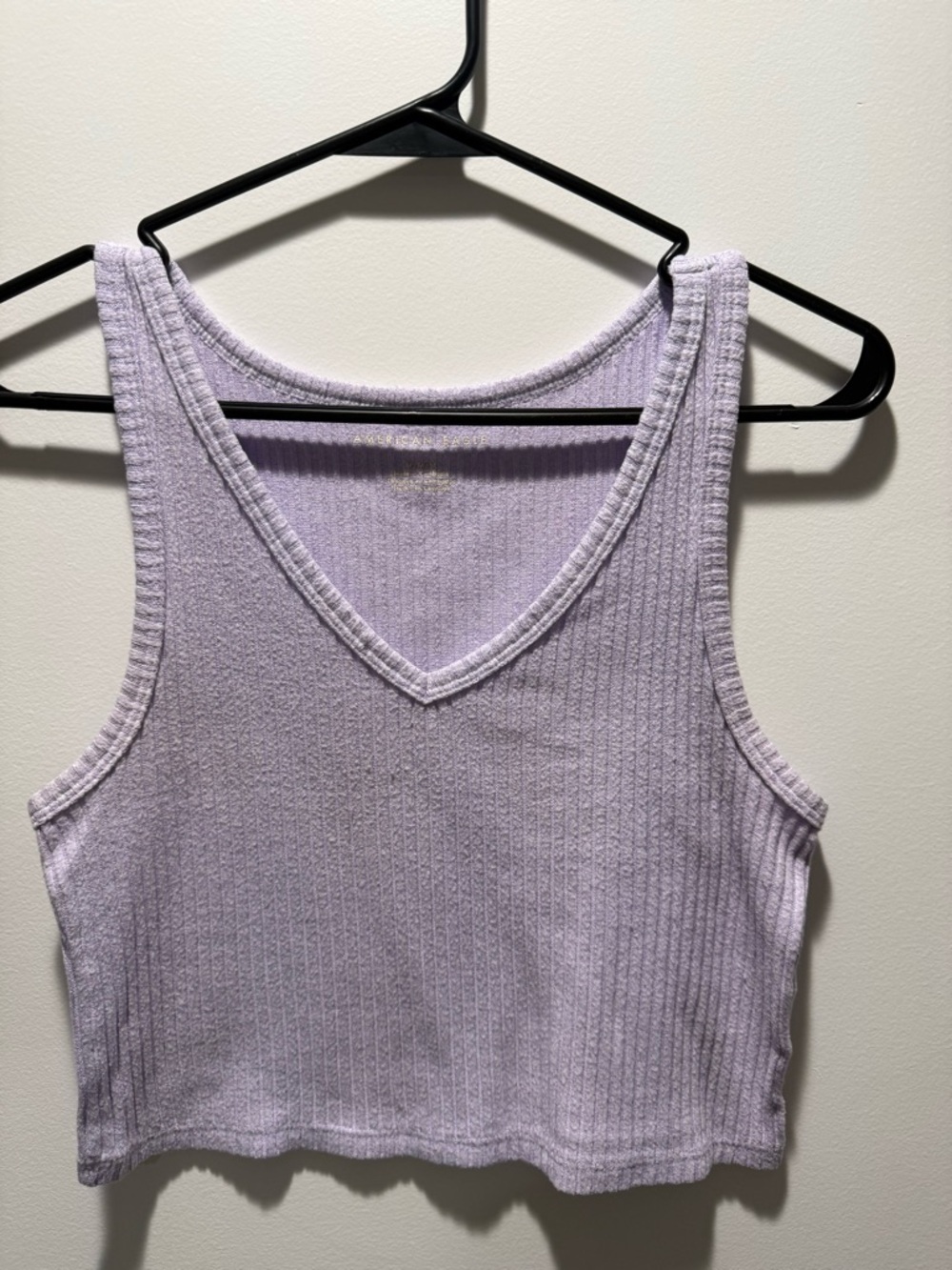 Lavender Ribbed V-Neck Crop Tank Top - Women